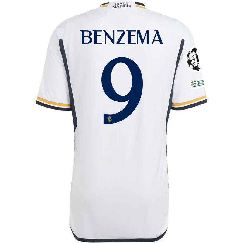 Camiseta de local auténtica del Real Madrid 23/24 de Karim Benzema - Adidas