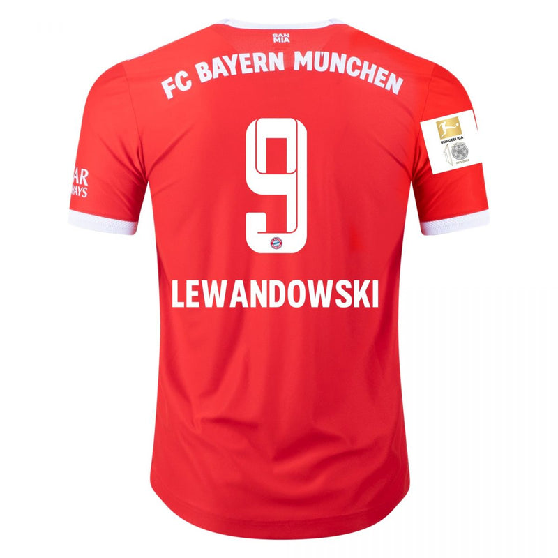 Camiseta de local auténtica del Bayern Munich 22/23 de Robert Lewandowski - Adidas